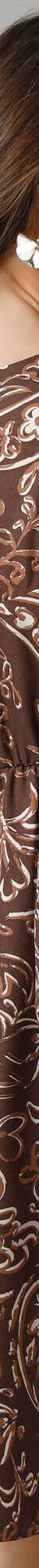 Robe courte manches blousantes, crêpe imprimé (chocolat) Robe courte manches blousantes, crêpe imprimé (chocolat)